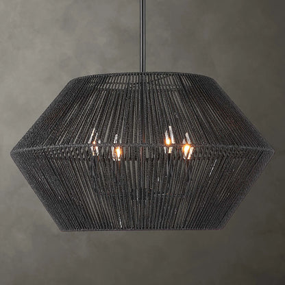 4-Light Black Rope Pendant