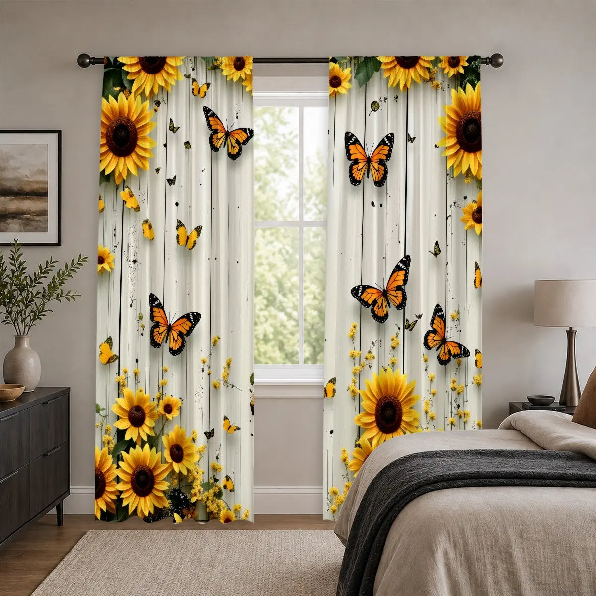 2Pc Sunflower Curtains