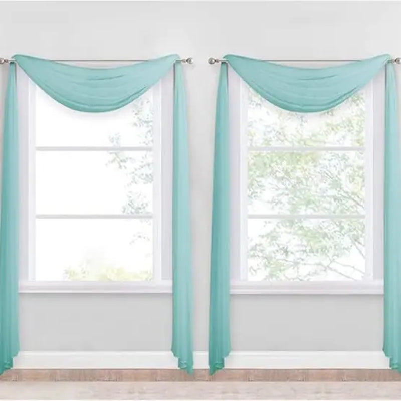 Nicetown 216-Inch Extra Long Sheer Voile Window Scarves - Set of 2 Soft Curtains for Home Decor and Event Styling