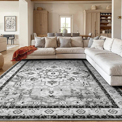 Shilucheng Boho Area Rug 9X12 Washable Rugs for Bedroom Low Piles Indoor Rugs, Non Slip Soft Rugs for Living Room, Foldable Pet Friendly Area Rugs,Summerwins,Back to School,Dorm Essentials,Home Decor,Home Essentials