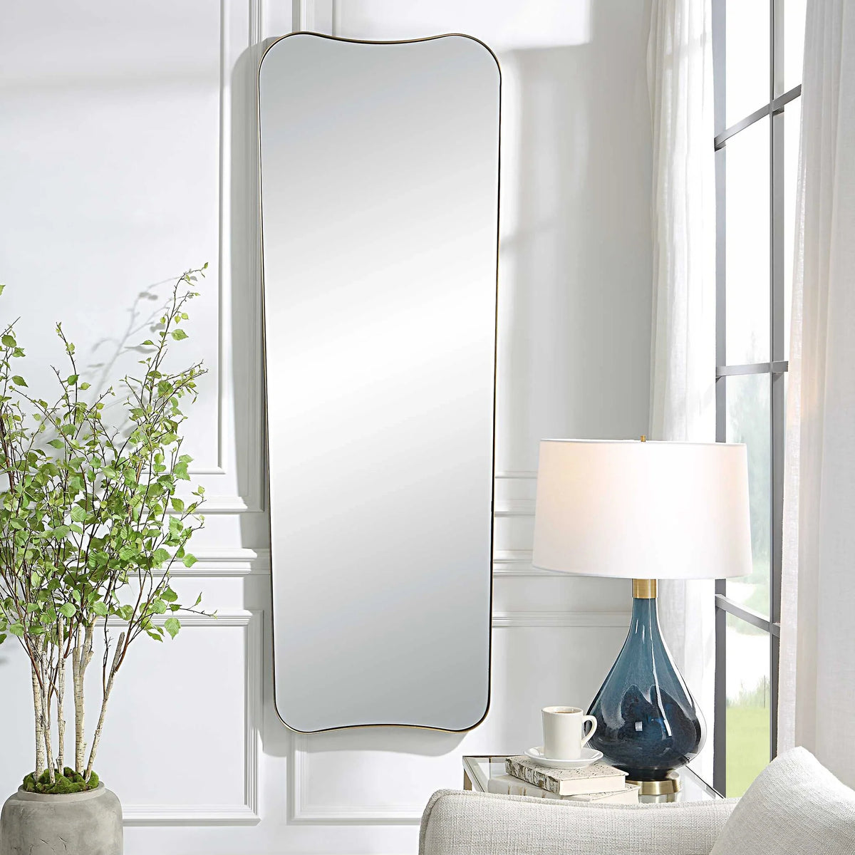 Large Antique Brass Mirror