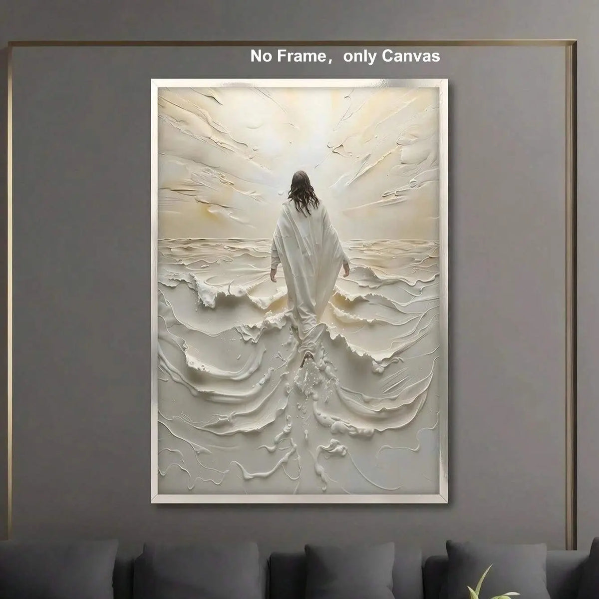 Jesus Walking on Water Canvas Poster - Unframed Wall Art for a Serene Room Aesthetic