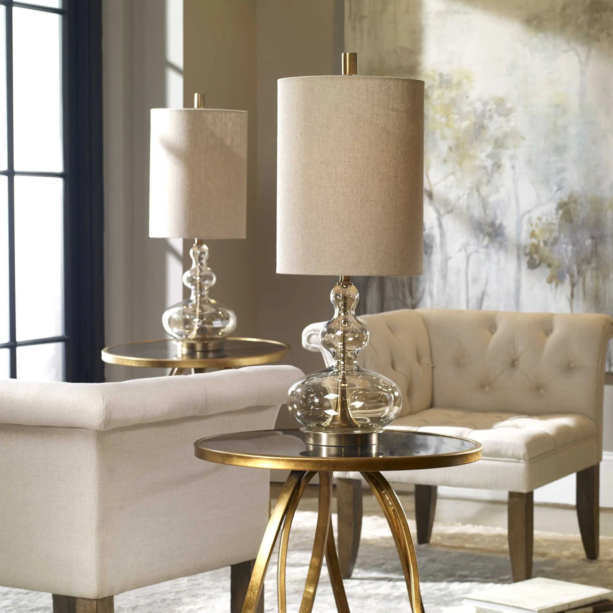 Amber Glass Table Lamp