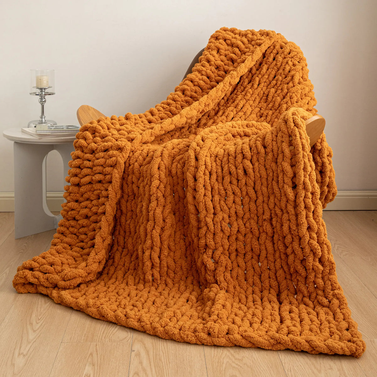 Chunky Knit Throw Blanket Heavy and Oppressive Feeling 50 X 60 Inch 100% Hand Woven Outdoor Camping Multi-Function Keep Warm