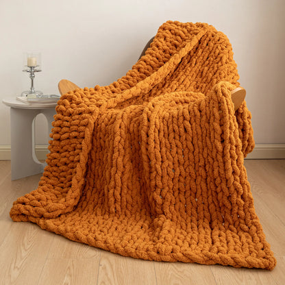 Chunky Knit Throw Blanket Heavy and Oppressive Feeling 50 X 60 Inch 100% Hand Woven Outdoor Camping Multi-Function Keep Warm