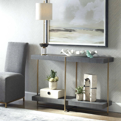 Modern Brass / Wood Console Table