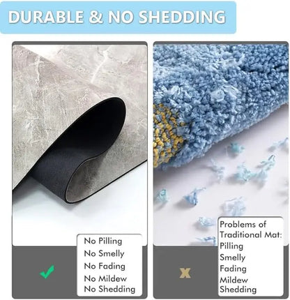 Quick-Dry Rubber Bath Mat | Nano-Porous Non-Slip Waterproof Backing, Cuttable to Fit | 4 Designs, 3 Sizes