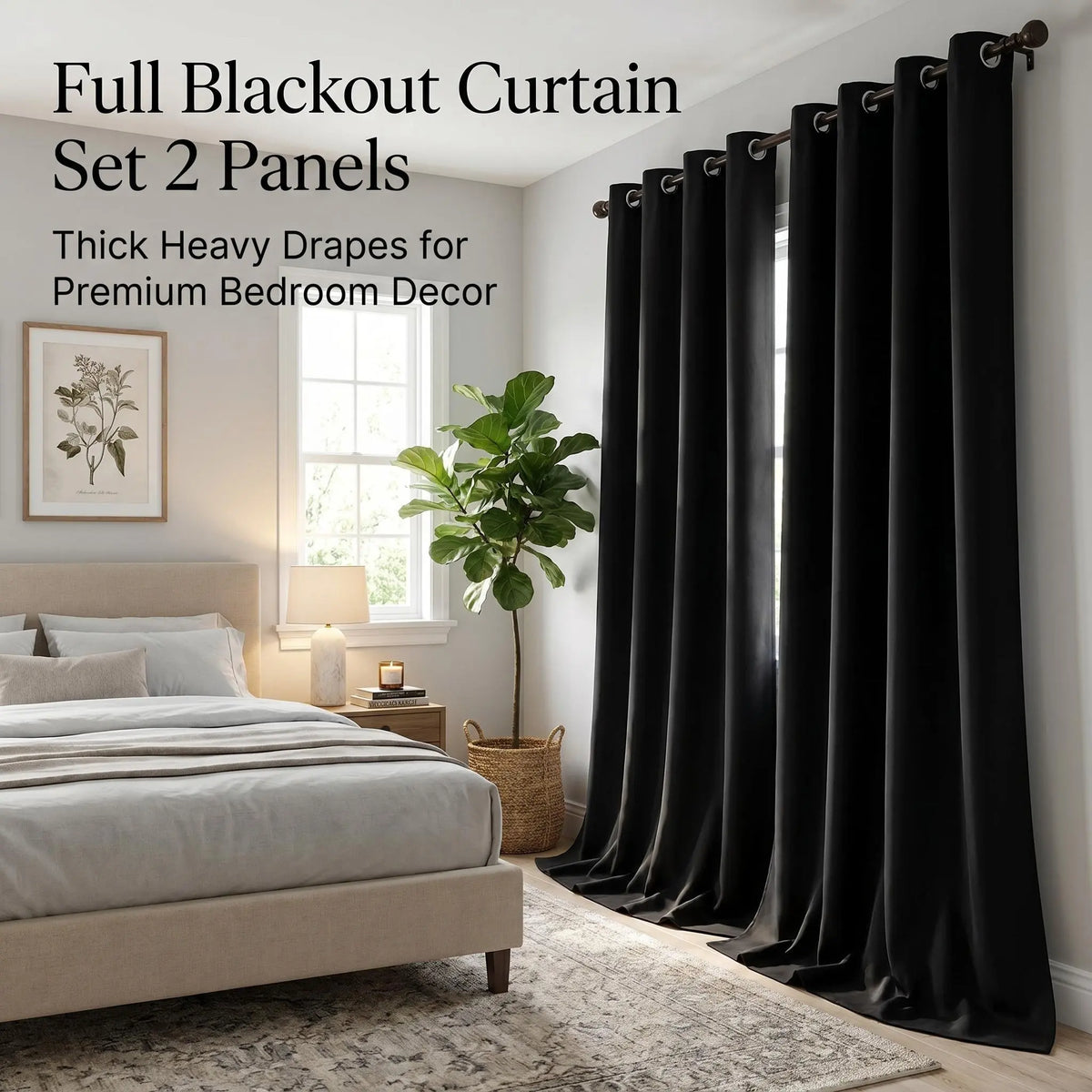 2-Panel 52"x84" Grommet Blackout Curtains - Thermal Insulated, Noise Reducing Drapes for Comfort in Your Bedroom or Living Room
