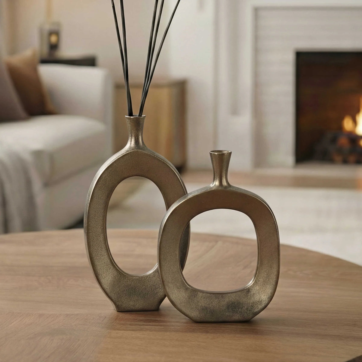 Textured Bronze Vases Set/2