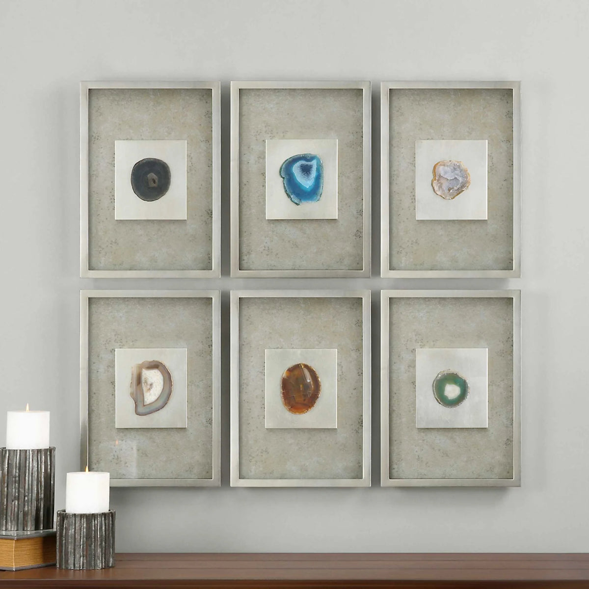 Stone Silver Wall Art Set/6