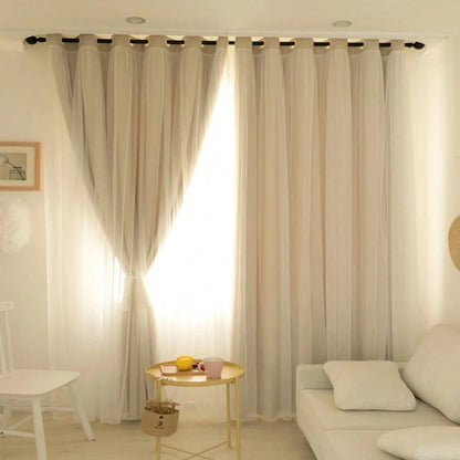 Solid Colour Double Layer Curtains | Light Filtering, Thermal Insulated | Wide Size Range 39" to 118"