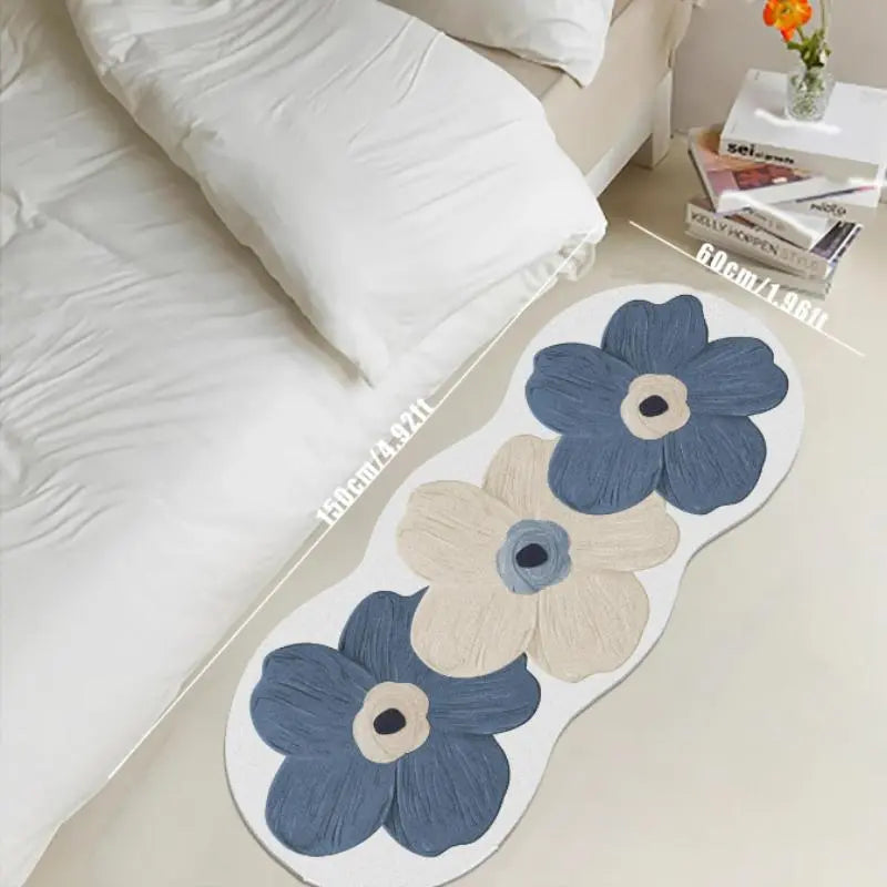 Floral Runner Rug | Thick Non-Slip Painterly Floral Mat for Hallway, Kitchen & Bedroom | 8 Colourways, 3 Lengths