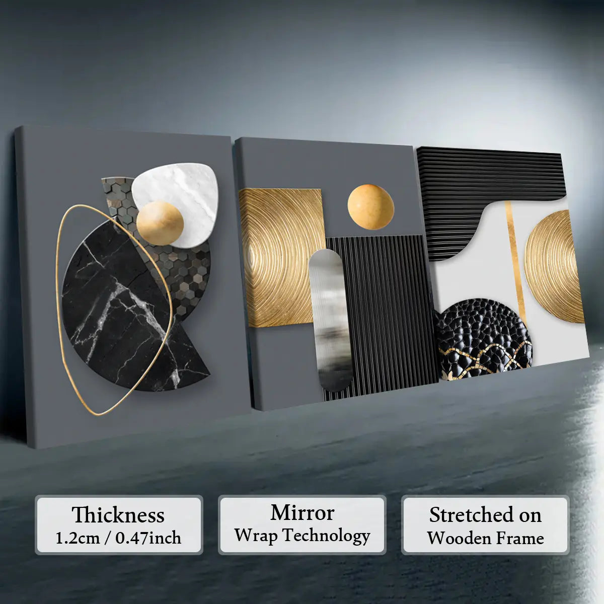 Elevate Your Space with Our 3-Piece Wooden-Frame Canvas Print Set – Stunning Geometric Pattern for Modern Home Decor!