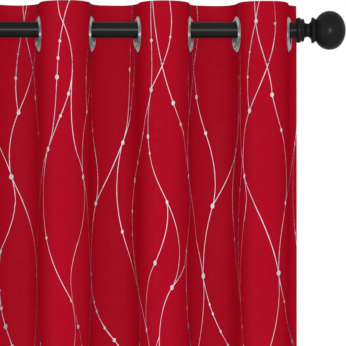 Deconovo's Red Snowflake Blackout Curtain Set – 2 Thermal Insulated Drapes for a Holiday Ambiance in Bedroom & Living Room