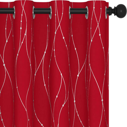 Deconovo's Red Snowflake Blackout Curtain Set – 2 Thermal Insulated Drapes for a Holiday Ambiance in Bedroom & Living Room
