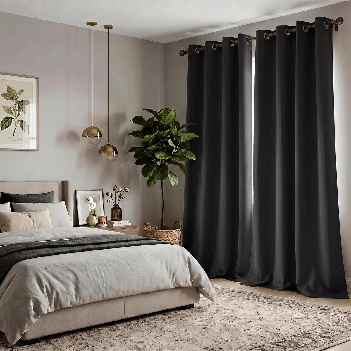 2-Panel 52"x84" Grommet Blackout Curtains - Thermal Insulated, Noise Reducing Drapes for Comfort in Your Bedroom or Living Room