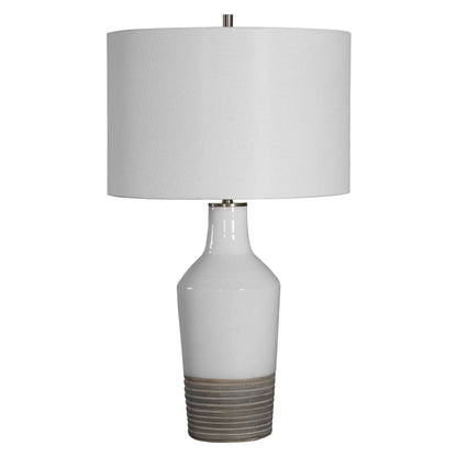 White Crackle Table Lamp