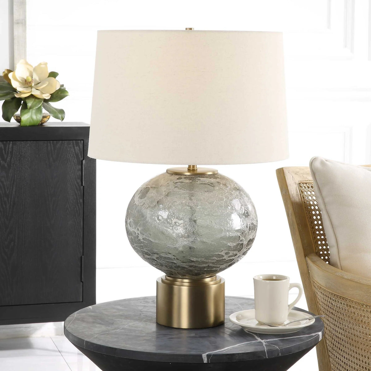 Gray Glass Table Lamp