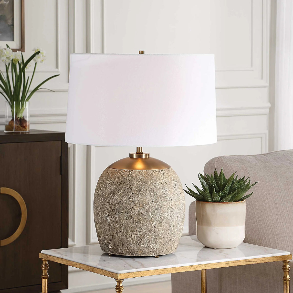 Textured Concrete Table Lamp