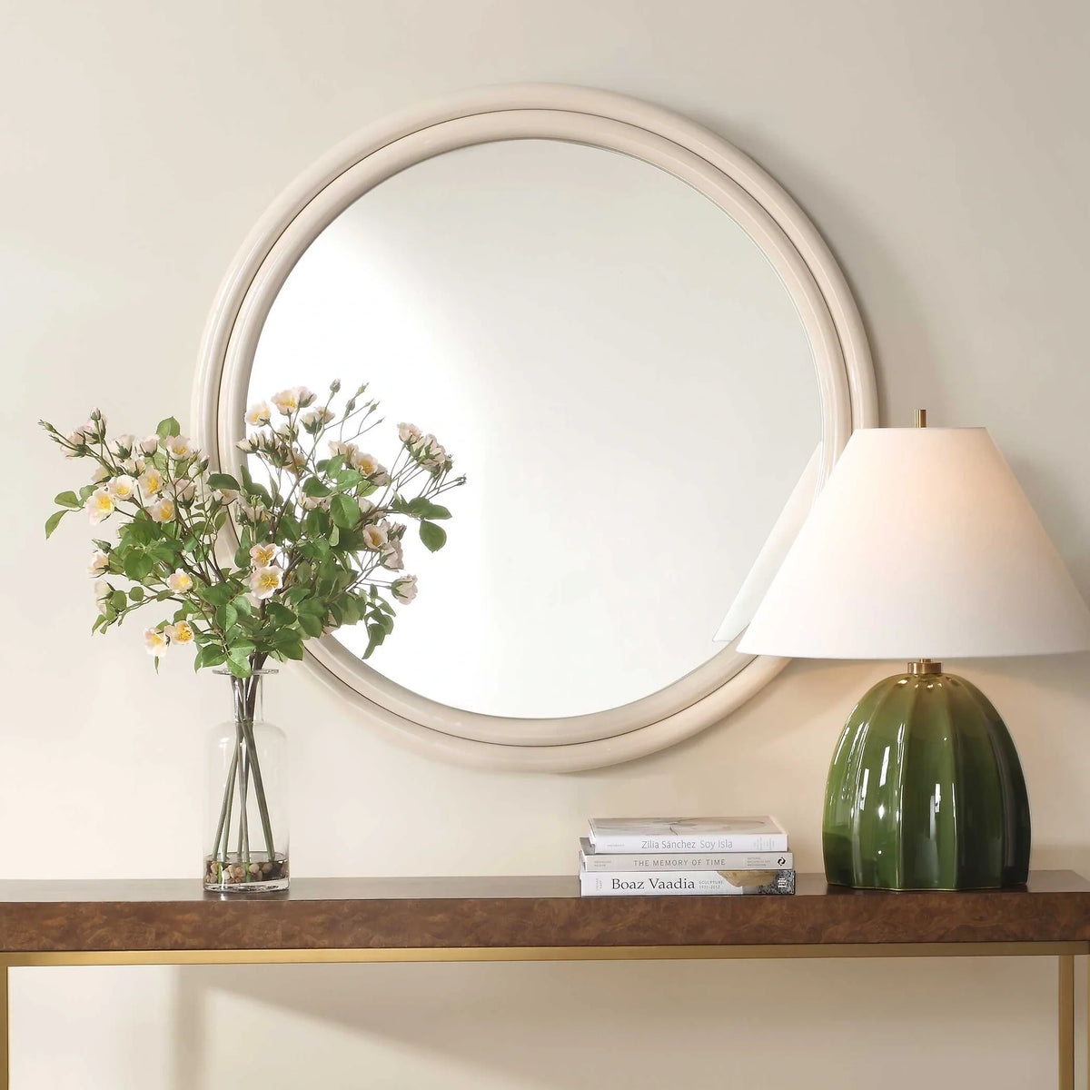 Warm White Round Mirror
