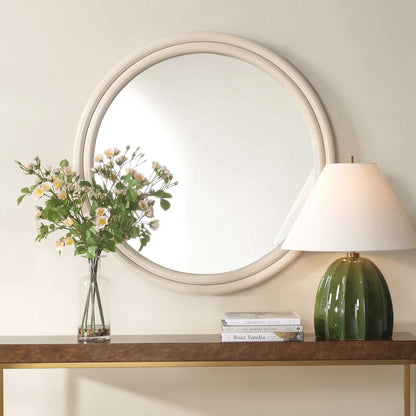 Warm White Round Mirror