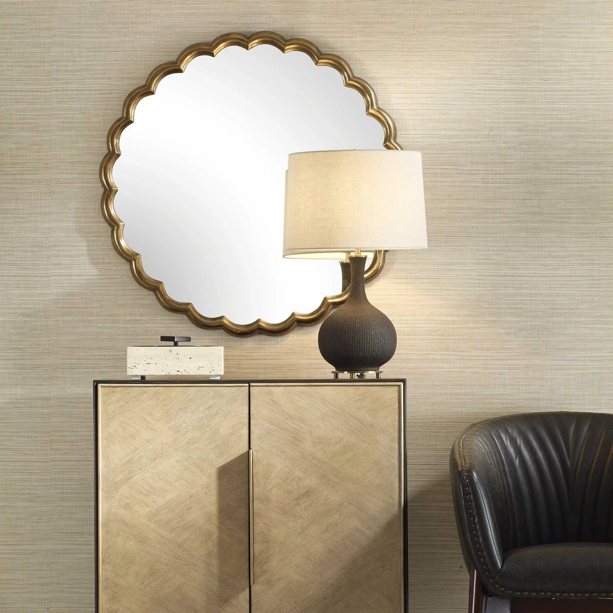 Antique Brass Round Mirror