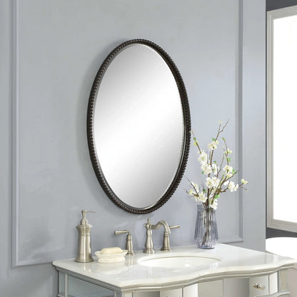 Beaded Oval Mirror