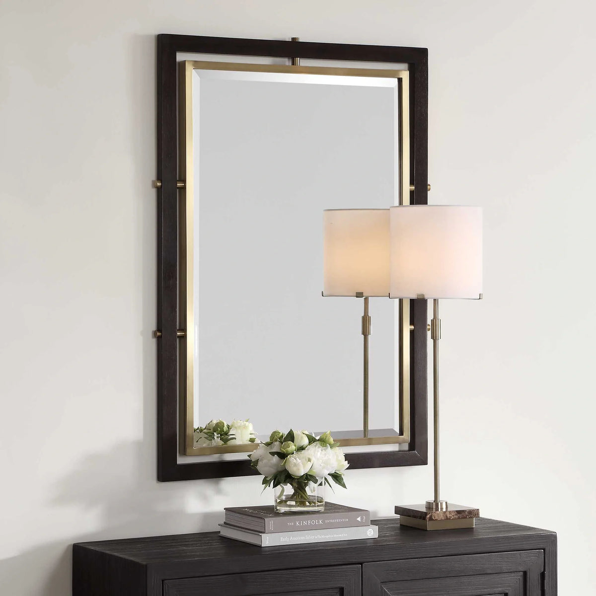 Walnut & Brass Rectangle Mirror