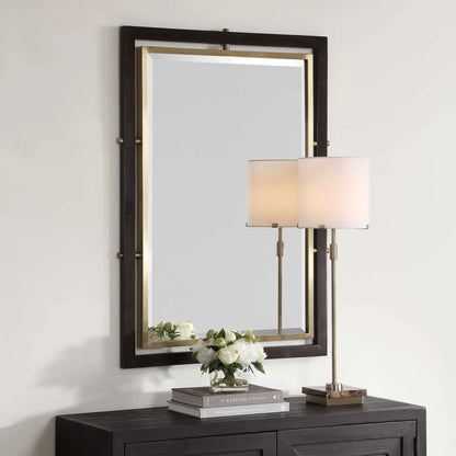 Walnut & Brass Rectangle Mirror