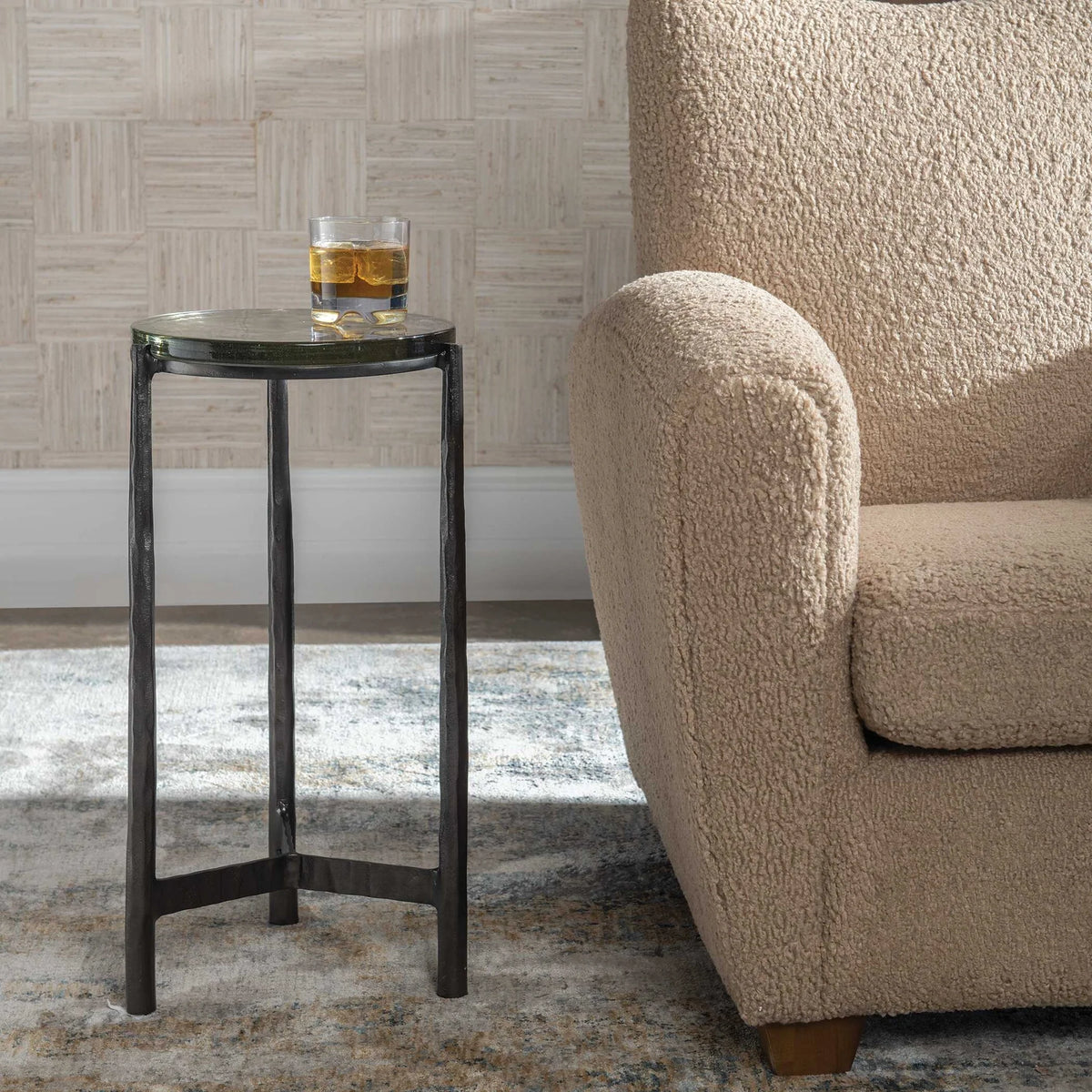Aluminum & Glass Accent Table