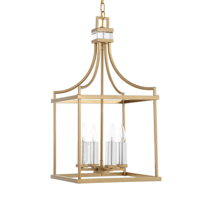 4 Light Brass Lantern Pendant