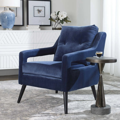 Ink Blue Velvet Armchair