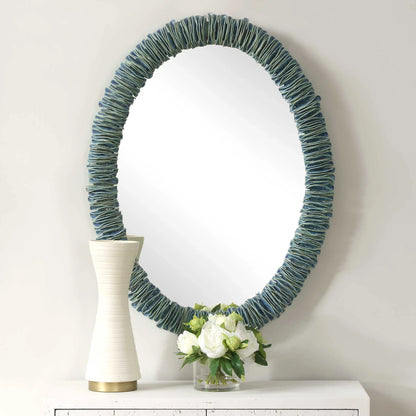 Teal Blue Oval Mirror