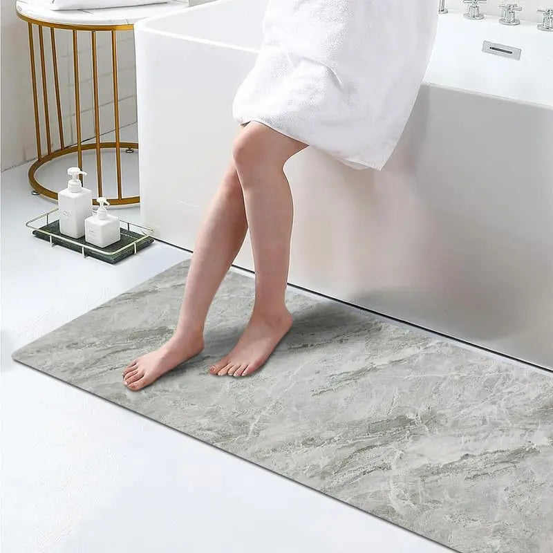 Rectangle Lattice Rubber Bath Mat - Non-Slip, Waterproof, Absorbent, Quick-Dry, Smooth, Durable Modern Home Bathroom Supply for Shower, Rug, Swimming Pool Use, Easy to Clean, Laundry-Friendly, Quickdry Surface