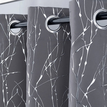 Transform Your Space with Curtain Club's 2-Piece 34x63 Inch Blackout Tree Branch Drapes - Stylish Thermal Grommet Window Treatments for Living Room and Bedroom