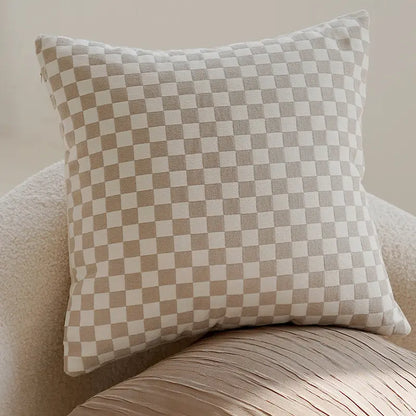 Cream Gingham Cushion Covers - 2-Piece Set for a Nordic Touch
