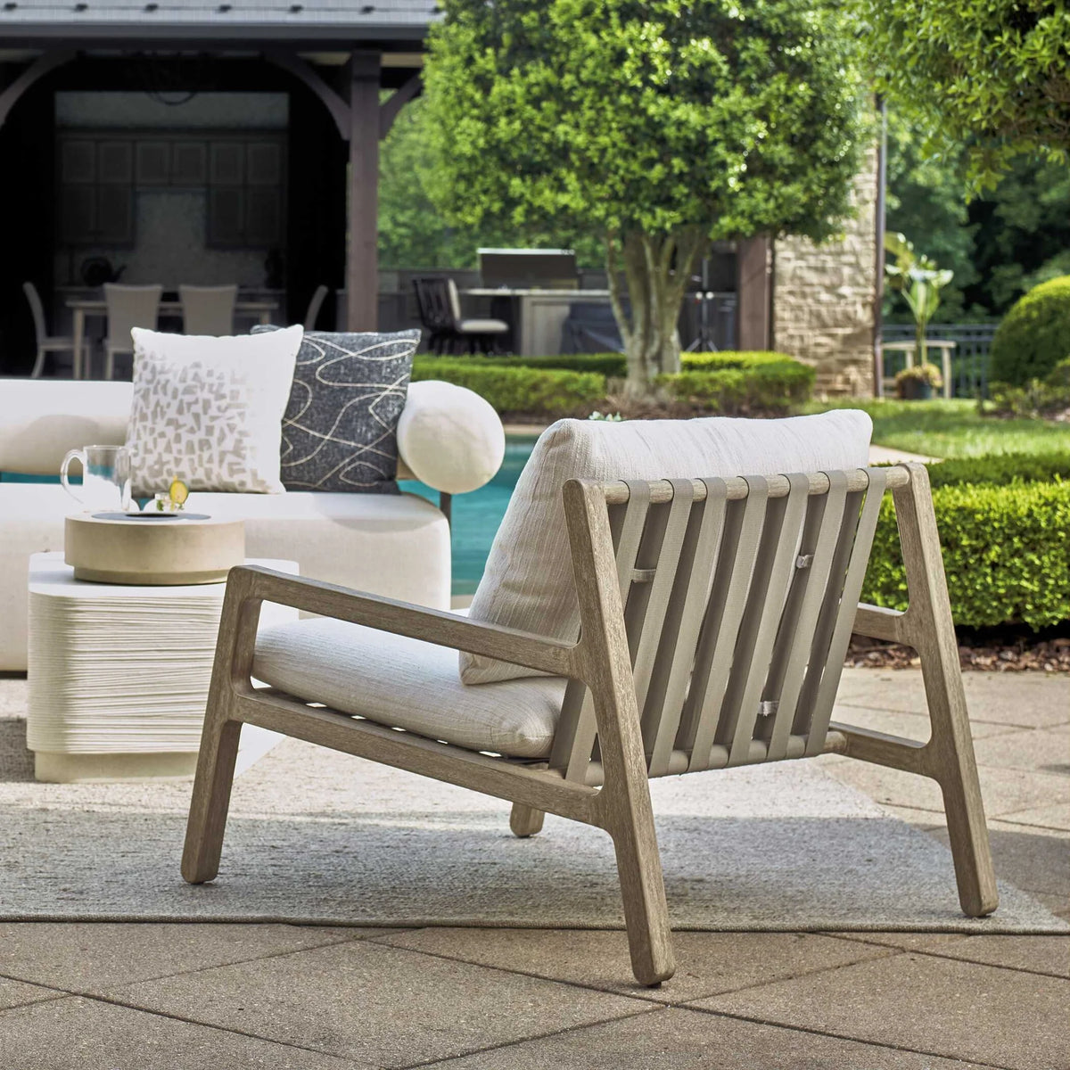 Strap-Accented Outdoor Lounge Chair