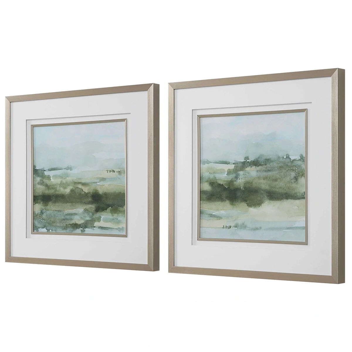 Sage Green Abstract Landscape Prints Set/2