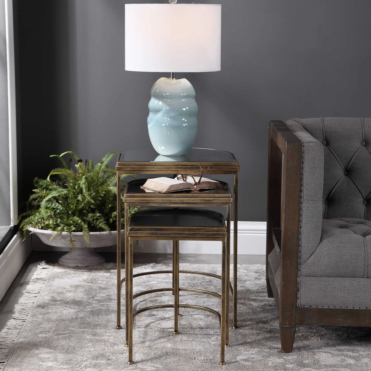 Mirrored Nesting Tables, Set of 3