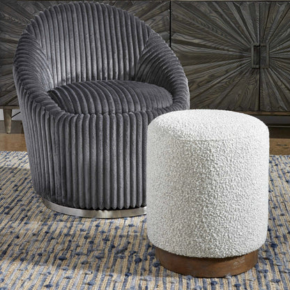 Ivory Boucle Ottoman