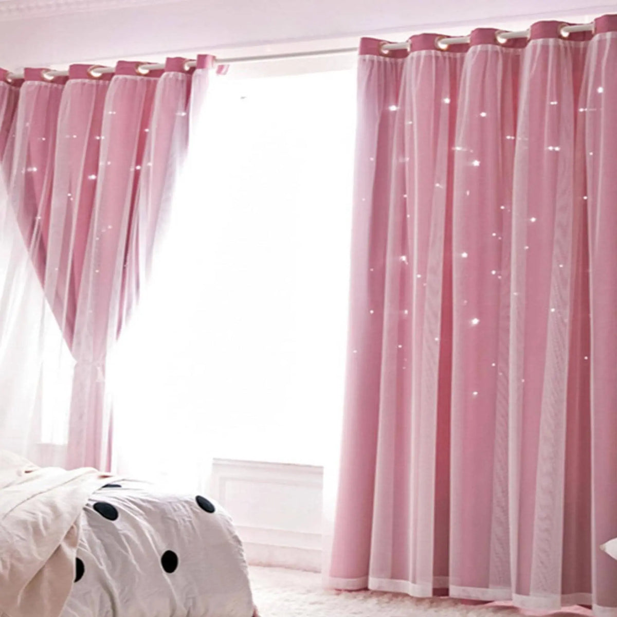 Double Layer Blackout Curtains | Thermal Insulated, Pink | Wide Size Range, Set of 2