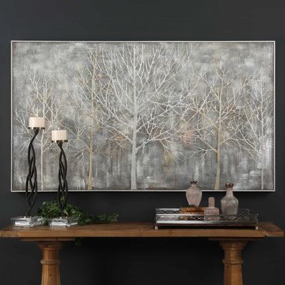 Textured Gray & Gold Landscape Art