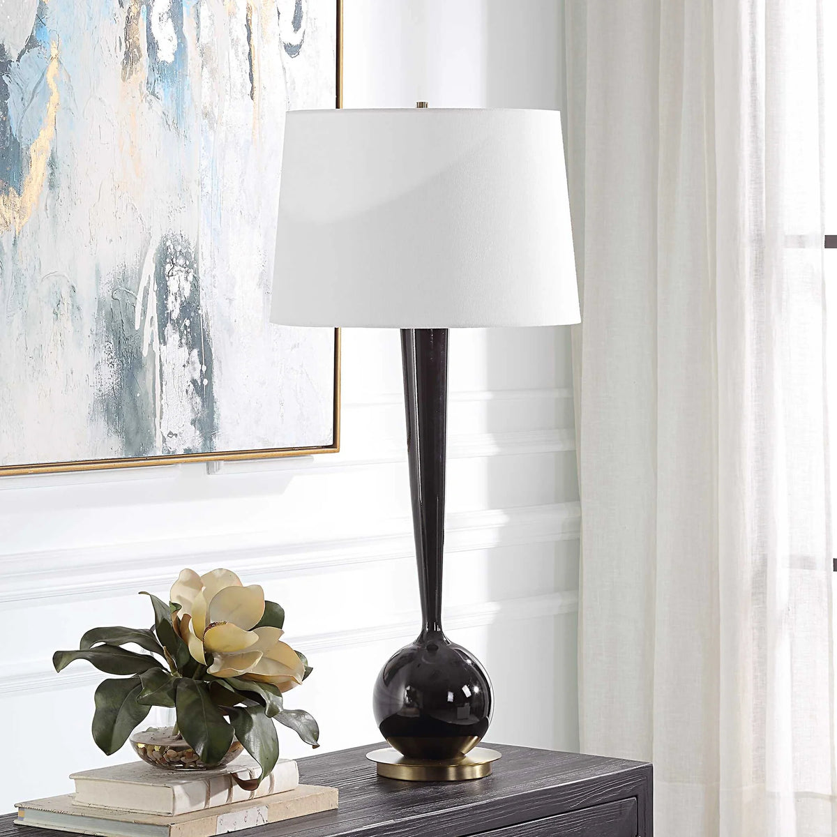 Polished Black Table Lamp