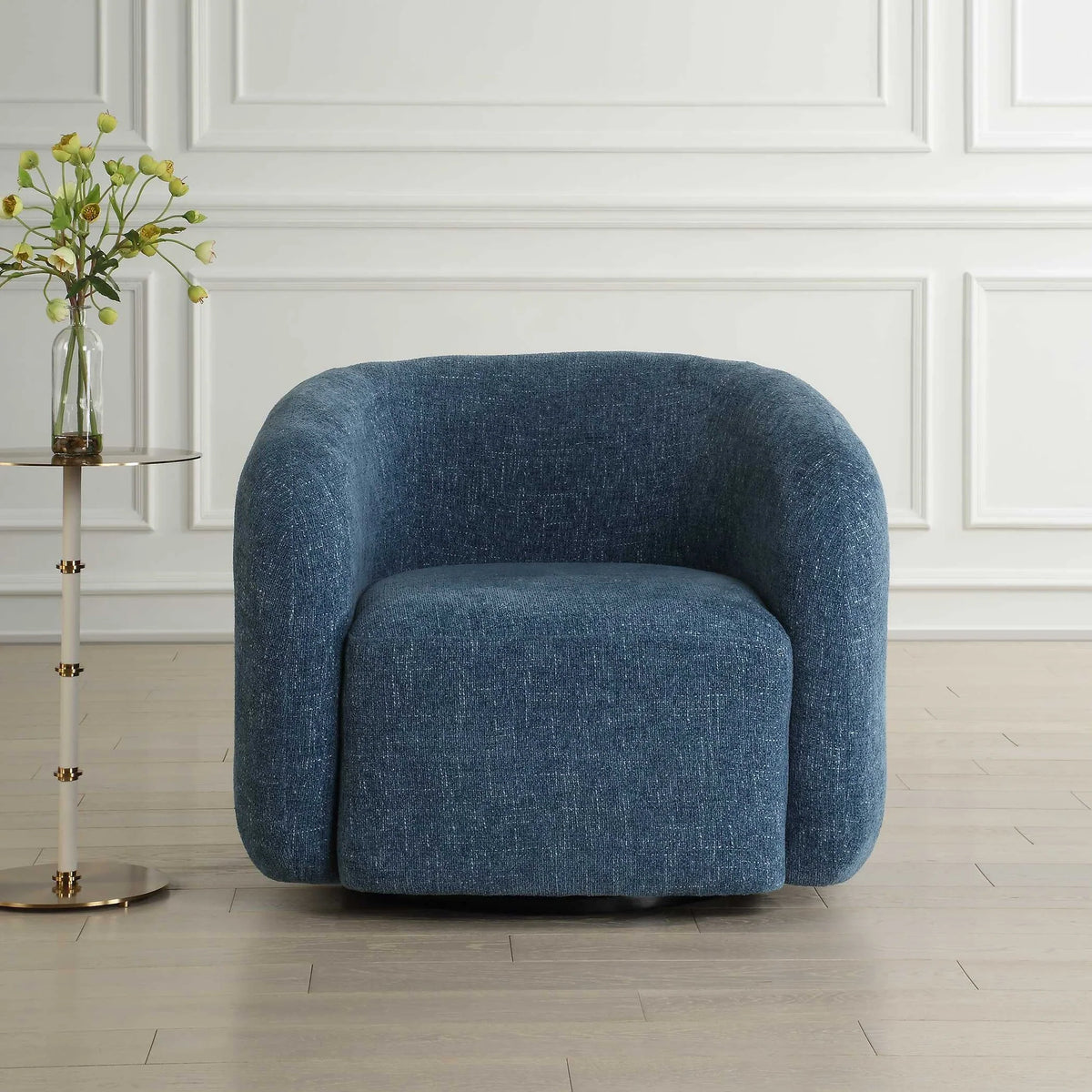 Blue Swivel Barrel Chair