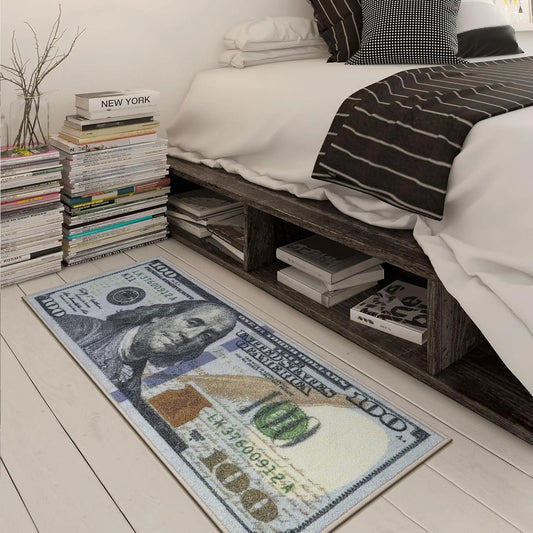 Aisoon 100 Dollar Bill Print Area Rug - Durable, Non-Slip, and Stain-Resistant Indoor Decorative Rug in Two Sizes for Entryways and Bedrooms