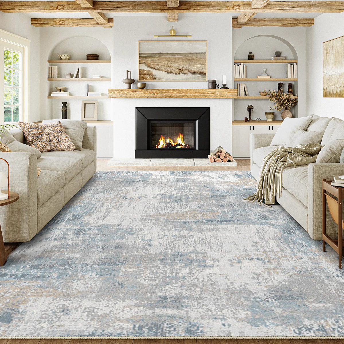 Purecozy Machine Washable Area Rug | Power Loomed Low Pile with Non-Slip Tpr Backing | 7 Colourways, Sizes 2×3 to 9×12