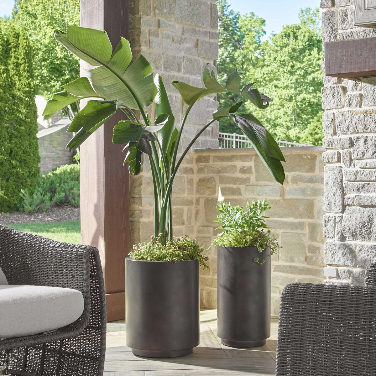 Matte Bronze Outdoor Planters Set/2
