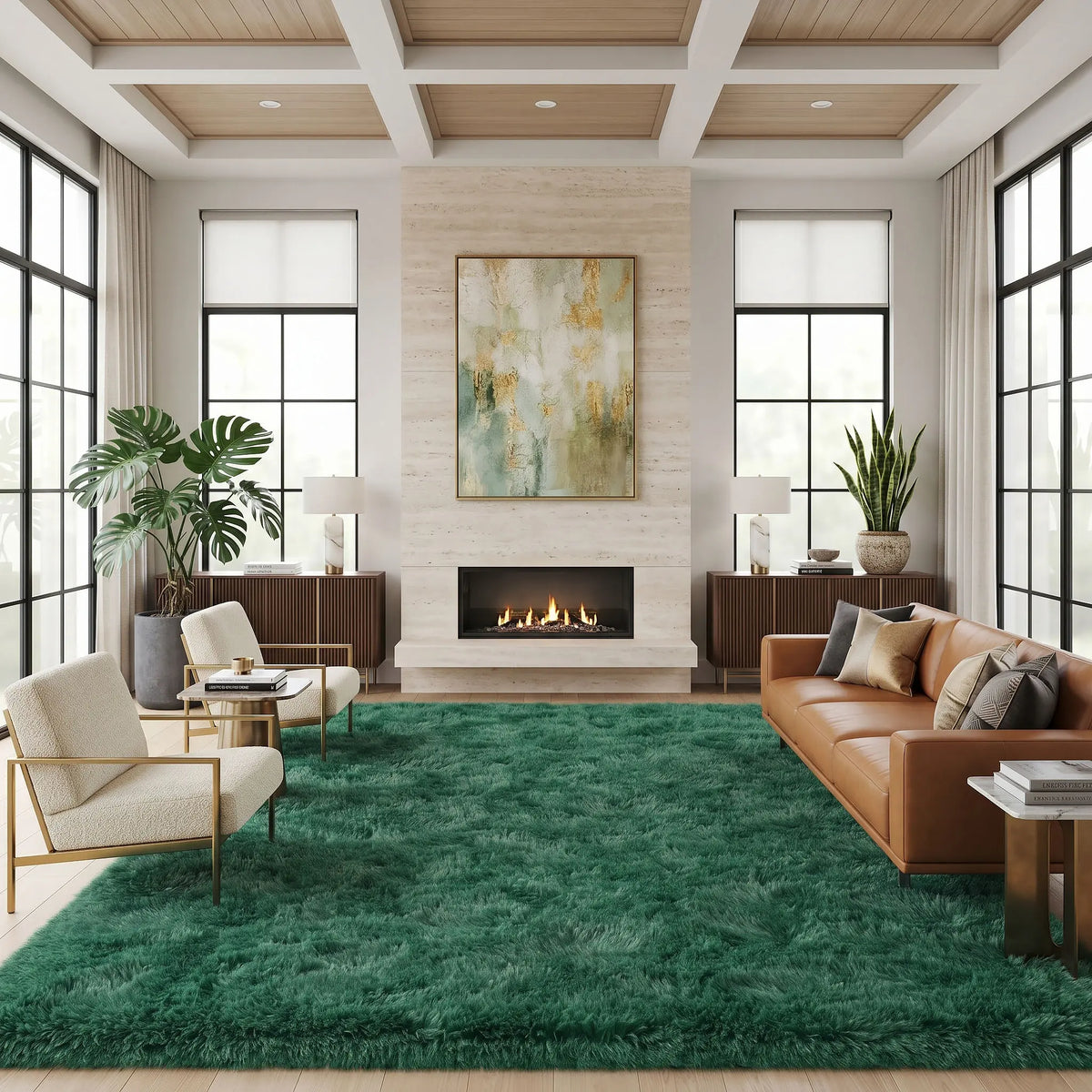 Black Soft Fluffy Shag Area Rug