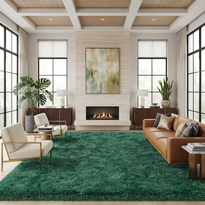 Black Soft Fluffy Shag Area Rug