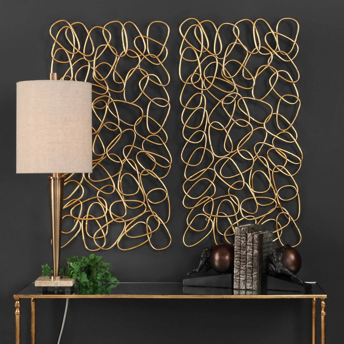 Gold Loop Wall Art, Set of 2